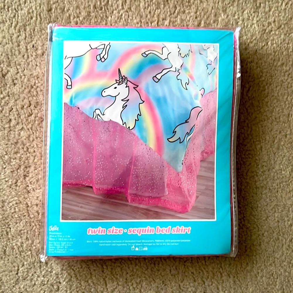 NIB Justice Twin Size Sequined Bed Skirt